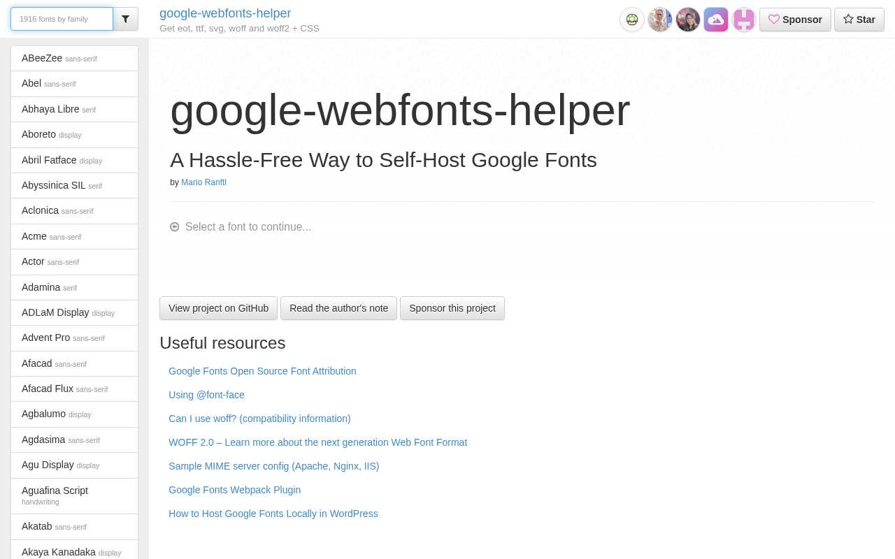screenshot-google webfonts helper